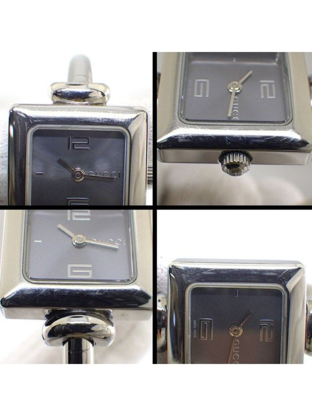 Gucci Watch Bangle Square Sunray Gray Dial SS Quartz Analog - Picture 5 of 11